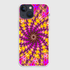 Чехол для iPhone 13 mini с принтом НЕОНОВЫЙ РОЗОВЫЙ ФРАКТАЛ в Екатеринбурге,  |  | abstract | abstraction | color | fractal | geometry | paitnt | psy | rdtktr | абстракция | геометрия | краски | неоновые | психоделика | фрактал