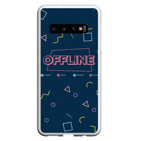 Чехол для Samsung Galaxy S10 с принтом OFFLINE в Екатеринбурге, Силикон | Область печати: задняя сторона чехла, без боковых панелей | facebook | instagram | offline | pattern | twitter | youtube | мессенджер | оффлайн | соцсети | узор