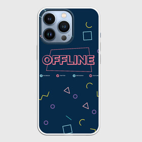 Чехол для iPhone 13 Pro с принтом OFFLINE в Екатеринбурге,  |  | facebook | instagram | offline | pattern | twitter | youtube | мессенджер | оффлайн | соцсети | узор