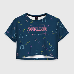 Женская футболка Crop-top 3D с принтом OFFLINE в Екатеринбурге, 100% полиэстер | круглая горловина, длина футболки до линии талии, рукава с отворотами | facebook | instagram | offline | pattern | twitter | youtube | мессенджер | оффлайн | соцсети | узор