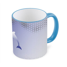 Кружка с принтом Минималистичный дельфин в Екатеринбурге, керамика | ёмкость 330 мл | Тематика изображения на принте: dolphin | minimalism | sea | дельфин | минимализм | море