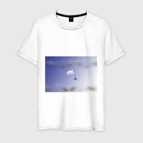 Мужская футболка хлопок с принтом Минималистичный дельфин в Екатеринбурге, 100% хлопок | прямой крой, круглый вырез горловины, длина до линии бедер, слегка спущенное плечо. | dolphin | minimalism | sea | дельфин | минимализм | море