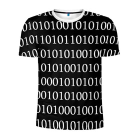 Мужская футболка 3D спортивная с принтом Black 101 в Екатеринбурге, 100% полиэстер с улучшенными характеристиками | приталенный силуэт, круглая горловина, широкие плечи, сужается к линии бедра | Тематика изображения на принте: 101 | binary code | black | programming | двоичный код | программировать