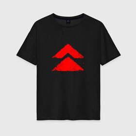 Женская футболка хлопок Oversize с принтом Ghost of Tsushima Red Logo (Z) в Екатеринбурге, 100% хлопок | свободный крой, круглый ворот, спущенный рукав, длина до линии бедер
 | game | ghost of tsushima | jin sakai | samurai | дзин сакай | игра | призрак цусимы | самурай