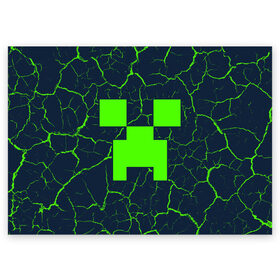 Поздравительная открытка с принтом MINECRAFT / МАЙНКРАФТ в Екатеринбурге, 100% бумага | плотность бумаги 280 г/м2, матовая, на обратной стороне линовка и место для марки
 | craft | creeper | dungeons | game | games | logo | mine | minecraft | miner | rhfan | vfqy | vfqyrhfan | zombie | данжен | зомби | игра | игры | крафт | крипер | лого | логотип | майкрафт | майн | майнкрафт | символ | скфае | ьшту | ьштускфае
