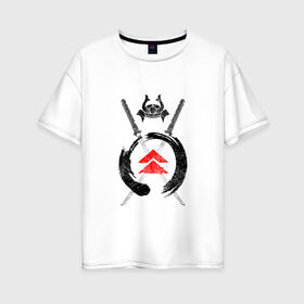Женская футболка хлопок Oversize с принтом Ghost of Tsushima (Z) в Екатеринбурге, 100% хлопок | свободный крой, круглый ворот, спущенный рукав, длина до линии бедер
 | game | ghost of tsushima | jin sakai | samurai | дзин сакай | игра | призрак цусимы | самурай