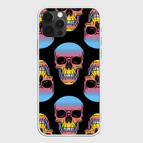 Чехол для iPhone 12 Pro с принтом Neon skull в Екатеринбурге, силикон | область печати: задняя сторона чехла, без боковых панелей | color | grin | jaw | neon | skull | teeth | неон | оскал | пасть | цвет | череп