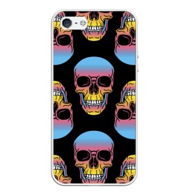 Чехол для iPhone 5/5S матовый с принтом Neon skull в Екатеринбурге, Силикон | Область печати: задняя сторона чехла, без боковых панелей | Тематика изображения на принте: color | grin | jaw | neon | skull | teeth | неон | оскал | пасть | цвет | череп