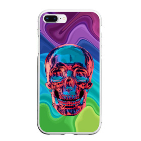 Чехол для iPhone 7Plus/8 Plus матовый с принтом Color skull в Екатеринбурге, Силикон | Область печати: задняя сторона чехла, без боковых панелей | Тематика изображения на принте: color | jaw | neon | skull | teeth | vanguard | авангард | зубы | неон | пасть | цвет | череп