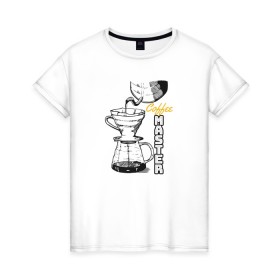 Женская футболка хлопок с принтом Coffee Master в Екатеринбурге, 100% хлопок | прямой крой, круглый вырез горловины, длина до линии бедер, слегка спущенное плечо | barista | cofe | cofee | coffe | coffee | бариста | кофе