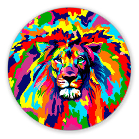 Коврик для мышки круглый с принтом Лев Artistic Art в Екатеринбурге, резина и полиэстер | круглая форма, изображение наносится на всю лицевую часть | king | lion | neon | африка | голова | граффити | грива | дикий | животные | зверь | зодиак | картина | король | краски | красочный | лев | львенок | львиное | львица | неон | неоновые | радуга | радужный | рисунок