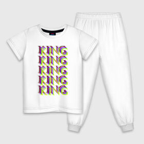 Детская пижама хлопок с принтом KING в Екатеринбурге, 100% хлопок |  брюки и футболка прямого кроя, без карманов, на брюках мягкая резинка на поясе и по низу штанин
 | king | божественный | единственный | князь | король | лучший | надпись | текст | фраза