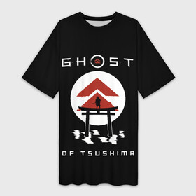 Платье-футболка 3D с принтом Ghost of Tsushima в Екатеринбурге,  |  | game | ghost | japan | ninja | samurai | tsushima | аниме | бусидо | воина | игра | кандзи | кимоно | киото | ниндзя | осака | призрак | путь | ронин | самурай | стиль | токио | цусимы | япония | японский
