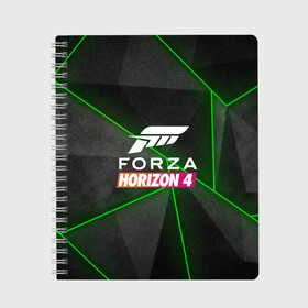 Тетрадь с принтом Forza Horizon 4 Hi-tech в Екатеринбурге, 100% бумага | 48 листов, плотность листов — 60 г/м2, плотность картонной обложки — 250 г/м2. Листы скреплены сбоку удобной пружинной спиралью. Уголки страниц и обложки скругленные. Цвет линий — светло-серый
 | Тематика изображения на принте: 4 | forza | gamer | games | horizon | racing | ultimate | гонки | форза