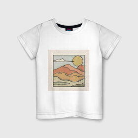 Детская футболка хлопок с принтом Пейзаж в Екатеринбурге, 100% хлопок | круглый вырез горловины, полуприлегающий силуэт, длина до линии бедер | абстракция | закат | минимализм | пейзаж | ретро