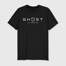 Мужская футболка хлопок Slim с принтом Ghost of Tsushima в Екатеринбурге, 92% хлопок, 8% лайкра | приталенный силуэт, круглый вырез ворота, длина до линии бедра, короткий рукав | ghost | ghost of tsushima | tsishima | призрак | призрак цусимы | цусима