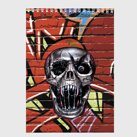 Скетчбук с принтом Horror в Екатеринбурге, 100% бумага
 | 48 листов, плотность листов — 100 г/м2, плотность картонной обложки — 250 г/м2. Листы скреплены сверху удобной пружинной спиралью | bat | eye | fangs | fear | graffiti | grin | halloween | horror | jaw | saliva | skull | teeth | wall | глаз | граффити | зубы | клыки | летучая мышь | оскал | пасть | слюна | стена | ужас | хэллоуин | череп