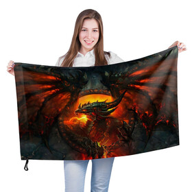 Флаг 3D с принтом Огненный Дракон  в Екатеринбурге, 100% полиэстер | плотность ткани — 95 г/м2, размер — 67 х 109 см. Принт наносится с одной стороны | drag | dragon | арт | динамическое | динозавр | дракон | красивое | фантастика