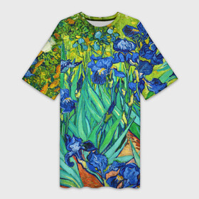 Платье-футболка 3D с принтом Ирисы Ван Гога в Екатеринбурге,  |  | Тематика изображения на принте: vangogh | арт | вангог | ветки | винсент | девушкам | импрессионизм | ирисы | искусство | картина | лепестки | летние | лето | листья | масло | пейзаж | поле | природа | растения | рисунок | сад | солнце