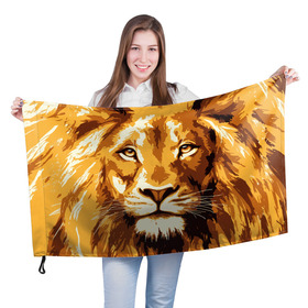 Флаг 3D с принтом Взгляд льва в Екатеринбурге, 100% полиэстер | плотность ткани — 95 г/м2, размер — 67 х 109 см. Принт наносится с одной стороны | арт | грива | деко | жедтая | животные | закат | зверей | золото | кошка | лев | лето | львенок | неоновая | очки | пляж | прайд | разноцветная | солнце | тигр | узоры | царь | яркие