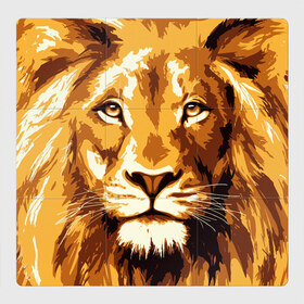 Магнитный плакат 3Х3 с принтом Взгляд льва в Екатеринбурге, Полимерный материал с магнитным слоем | 9 деталей размером 9*9 см | арт | грива | деко | жедтая | животные | закат | зверей | золото | кошка | лев | лето | львенок | неоновая | очки | пляж | прайд | разноцветная | солнце | тигр | узоры | царь | яркие