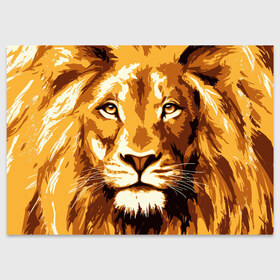 Поздравительная открытка с принтом Взгляд льва в Екатеринбурге, 100% бумага | плотность бумаги 280 г/м2, матовая, на обратной стороне линовка и место для марки
 | арт | грива | деко | жедтая | животные | закат | зверей | золото | кошка | лев | лето | львенок | неоновая | очки | пляж | прайд | разноцветная | солнце | тигр | узоры | царь | яркие