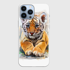 Чехол для iPhone 13 Pro Max с принтом Tiger Art в Екатеринбурге,  |  | Тематика изображения на принте: art | blue | dinamic picture | lion | tiger | white | арт | животные | картинка | лев | рисунок | тигр