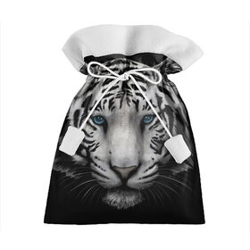 Подарочный 3D мешок с принтом Белый Тигр в Екатеринбурге, 100% полиэстер | Размер: 29*39 см | Тематика изображения на принте: tiger | животное | тигр | тигрица | чернобелый