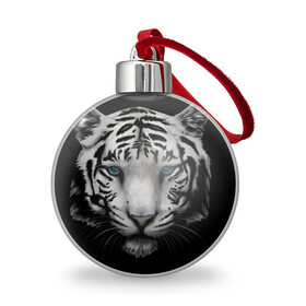 Ёлочный шар с принтом Белый Тигр в Екатеринбурге, Пластик | Диаметр: 77 мм | Тематика изображения на принте: tiger | животное | тигр | тигрица | чернобелый