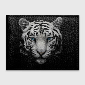 Обложка для студенческого билета с принтом Белый Тигр в Екатеринбурге, натуральная кожа | Размер: 11*8 см; Печать на всей внешней стороне | Тематика изображения на принте: tiger | животное | тигр | тигрица | чернобелый
