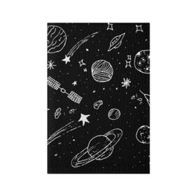 Обложка для паспорта матовая кожа с принтом Cosmos в Екатеринбурге, натуральная матовая кожа | размер 19,3 х 13,7 см; прозрачные пластиковые крепления | comet | cosmos | moon | planet | satellite | saturn | space | star | weightlessness | звезда | комета | космос | луна | невесомость | планета | сатурн | спутник