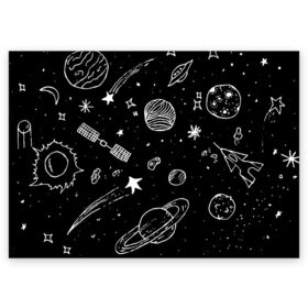 Поздравительная открытка с принтом Cosmos в Екатеринбурге, 100% бумага | плотность бумаги 280 г/м2, матовая, на обратной стороне линовка и место для марки
 | Тематика изображения на принте: comet | cosmos | moon | planet | satellite | saturn | space | star | weightlessness | звезда | комета | космос | луна | невесомость | планета | сатурн | спутник