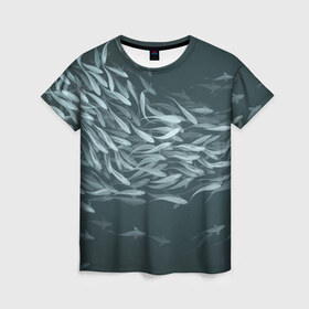 Женская футболка 3D с принтом Рыбы в Екатеринбурге, 100% полиэфир ( синтетическое хлопкоподобное полотно) | прямой крой, круглый вырез горловины, длина до линии бедер | fish | fishing | вода | друг | животные | крючок | лето | море | мужчина | озера | отдых | подарок | природа | рыба | рыбалка | рыбки | улов