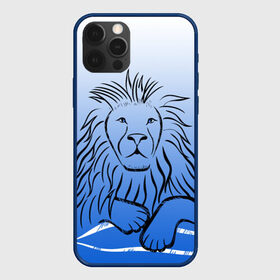 Чехол для iPhone 12 Pro Max с принтом MY KINGDOM в Екатеринбурге, Силикон |  | lion | градиент | контурный рисунок | лев | лев по гороскопу | на синем фоне | подарить льву