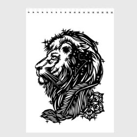 Скетчбук с принтом Лев в Екатеринбурге, 100% бумага
 | 48 листов, плотность листов — 100 г/м2, плотность картонной обложки — 250 г/м2. Листы скреплены сверху удобной пружинной спиралью | leo | lion | знаки зодиака | лев | царь зверей