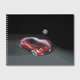 Альбом для рисования с принтом Alfa Romeo в Екатеринбурге, 100% бумага
 | матовая бумага, плотность 200 мг. | alfa romeo | car | italy | motorsport | prestige | автоспорт | альфа ромео | италия | престиж