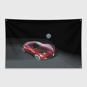 Флаг-баннер с принтом Alfa Romeo в Екатеринбурге, 100% полиэстер | размер 67 х 109 см, плотность ткани — 95 г/м2; по краям флага есть четыре люверса для крепления | alfa romeo | car | italy | motorsport | prestige | автоспорт | альфа ромео | италия | престиж
