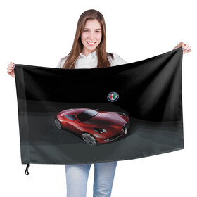 Флаг 3D с принтом Alfa Romeo в Екатеринбурге, 100% полиэстер | плотность ткани — 95 г/м2, размер — 67 х 109 см. Принт наносится с одной стороны | alfa romeo | car | italy | motorsport | prestige | автоспорт | альфа ромео | италия | престиж