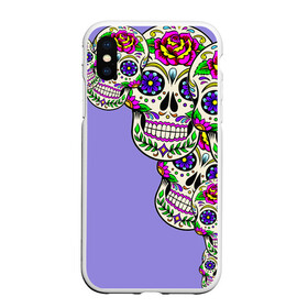 Чехол для iPhone XS Max матовый с принтом Calavera 2 в Екатеринбурге, Силикон | Область печати: задняя сторона чехла, без боковых панелей | color | краски | мексиканский | череп