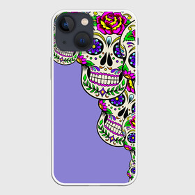 Чехол для iPhone 13 mini с принтом Calavera 2 в Екатеринбурге,  |  | color | краски | мексиканский | череп