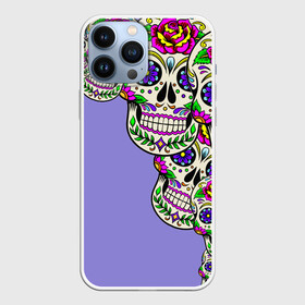 Чехол для iPhone 13 Pro Max с принтом Calavera 2 в Екатеринбурге,  |  | Тематика изображения на принте: color | краски | мексиканский | череп