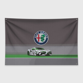 Флаг-баннер с принтом Alfa Romeo motorsport в Екатеринбурге, 100% полиэстер | размер 67 х 109 см, плотность ткани — 95 г/м2; по краям флага есть четыре люверса для крепления | alfa romeo | car | italy | motorsport | prestige | автоспорт | альфа ромео | италия | престиж