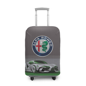 Чехол для чемодана 3D с принтом Alfa Romeo motorsport в Екатеринбурге, 86% полиэфир, 14% спандекс | двустороннее нанесение принта, прорези для ручек и колес | Тематика изображения на принте: alfa romeo | car | italy | motorsport | prestige | автоспорт | альфа ромео | италия | престиж