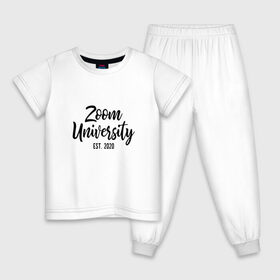 Детская пижама хлопок с принтом Zoom University в Екатеринбурге, 100% хлопок |  брюки и футболка прямого кроя, без карманов, на брюках мягкая резинка на поясе и по низу штанин
 | Тематика изображения на принте: covid | university | zoom | зум | ковид | потерялся | университет