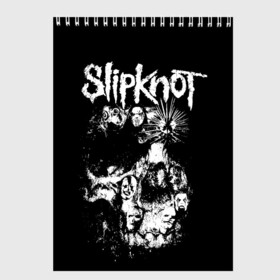 Скетчбук с принтом Slipknot в Екатеринбурге, 100% бумага
 | 48 листов, плотность листов — 100 г/м2, плотность картонной обложки — 250 г/м2. Листы скреплены сверху удобной пружинной спиралью | Тематика изображения на принте: corey taylor | rock | slipknot | кори тейлор | рок | слипкнот