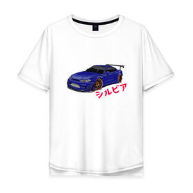 Мужская футболка хлопок Oversize с принтом Nissan Silvia Слива в Екатеринбурге, 100% хлопок | свободный крой, круглый ворот, “спинка” длиннее передней части | d1 | daily | drift | drifting | japan | japanese | jdm | nissan | racing | russian | s12 | s13 | s14 | s15 | series | silvia | stilov | street racing | гонки | двигатель sr | дрифт | дрифтинг | серия | слива | стилов | тюнинг | уличные гонки
