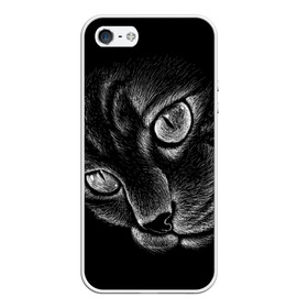 Чехол для iPhone 5/5S матовый с принтом Волшебный кот в Екатеринбурге, Силикон | Область печати: задняя сторона чехла, без боковых панелей | black | cat | eyes | kitten | kitty | pussy | pussycat | взгляд | глаз | глаза | кот | кота | котенок | коты | котят | котята | котячьи | кошачьи | кошка | кошки | мордочка | нос | носик | с котом | усатый | усики | усища | усищи | че