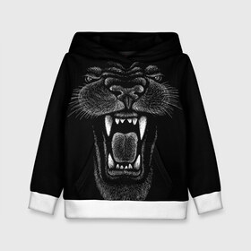 Детская толстовка 3D с принтом Черная пантера в Екатеринбурге, 100% полиэстер | двухслойный капюшон со шнурком для регулировки, мягкие манжеты на рукавах и по низу толстовки, спереди карман-кенгуру с мягким внутренним слоем | big | black | cat | danger | jungle | king | leopard | panter | panther | picture | большая | большой | джунглей | джунгли | зубы | король | кот | кошка | леопард | мелками | опасная | опасный | охотник | пантера | пасть | рисунок | хищник | 