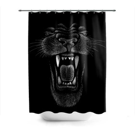 Штора 3D для ванной с принтом Черная пантера в Екатеринбурге, 100% полиэстер | плотность материала — 100 г/м2. Стандартный размер — 146 см х 180 см. По верхнему краю — пластиковые люверсы для креплений. В комплекте 10 пластиковых колец | big | black | cat | danger | jungle | king | leopard | panter | panther | picture | большая | большой | джунглей | джунгли | зубы | король | кот | кошка | леопард | мелками | опасная | опасный | охотник | пантера | пасть | рисунок | хищник | 