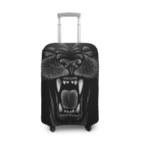 Чехол для чемодана 3D с принтом Черная пантера в Екатеринбурге, 86% полиэфир, 14% спандекс | двустороннее нанесение принта, прорези для ручек и колес | big | black | cat | danger | jungle | king | leopard | panter | panther | picture | большая | большой | джунглей | джунгли | зубы | король | кот | кошка | леопард | мелками | опасная | опасный | охотник | пантера | пасть | рисунок | хищник | 